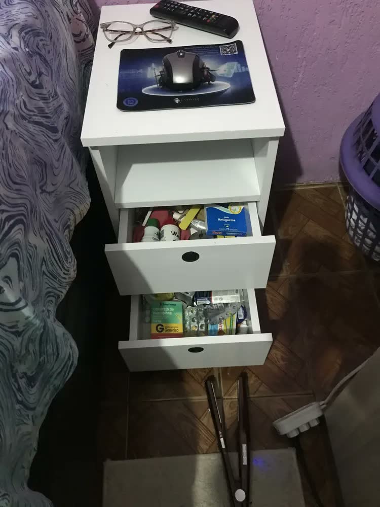 foto de Criado Mudo Taefe Branco 2 Gavetas Estilo Moderno em MDP 15mm