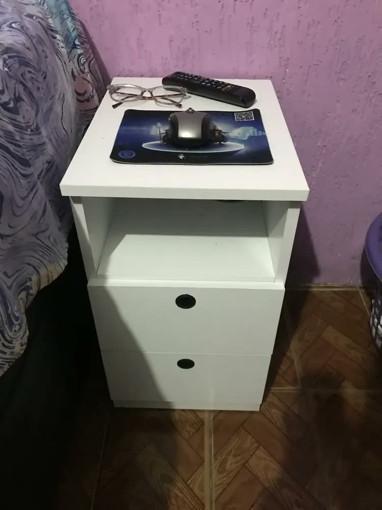 foto de Criado Mudo Taefe Branco 2 Gavetas Estilo Moderno em MDP 15mm