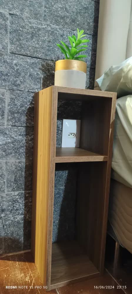 foto de Mesa de Cabeceira Madeira Carvalho Safira Minimalista 20cm das Prateleiras