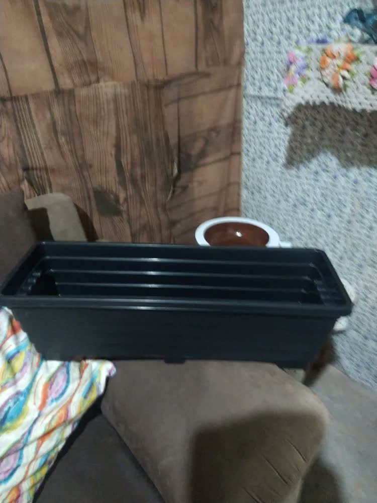 foto de Floreira De Chão 60cm Vaso Jardineira Grande Plantas E Horta Cor Preto