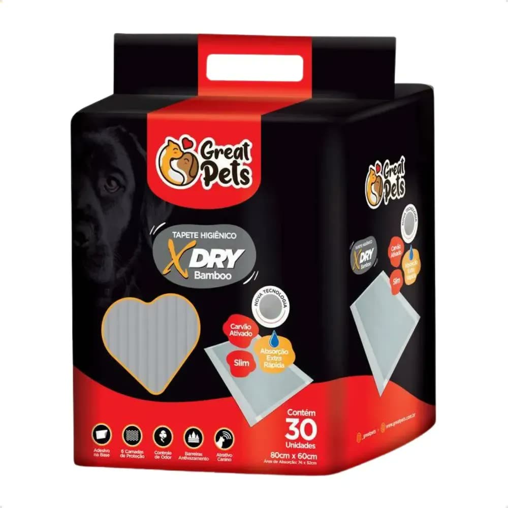Tapete Higiênico Great Pets X Dry Slim 60x80cm 30 Unidades