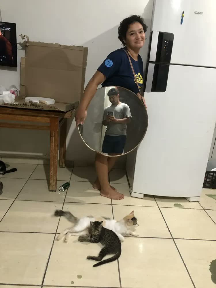 foto de Espelho Redondo De Parede Adnet 60 cm Para Banheiro e Sala Café