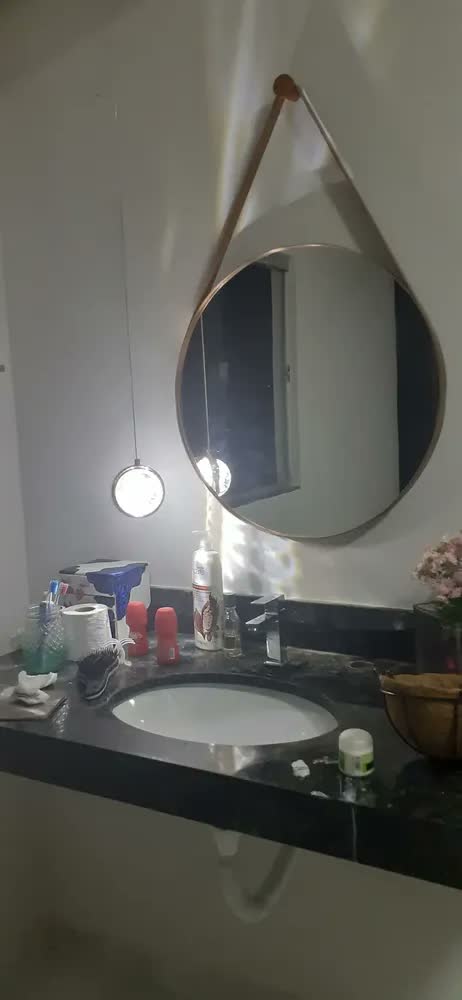 foto de Espelho Redondo De Parede Adnet 60 cm Para Banheiro e Sala Café