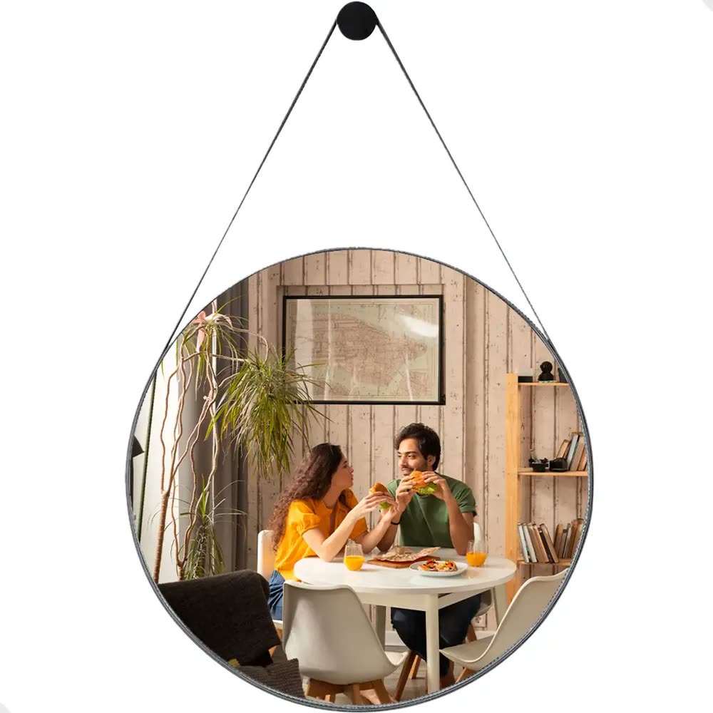 Espelho Redondo De Parede Adnet 60 cm Para Banheiro e Sala Café