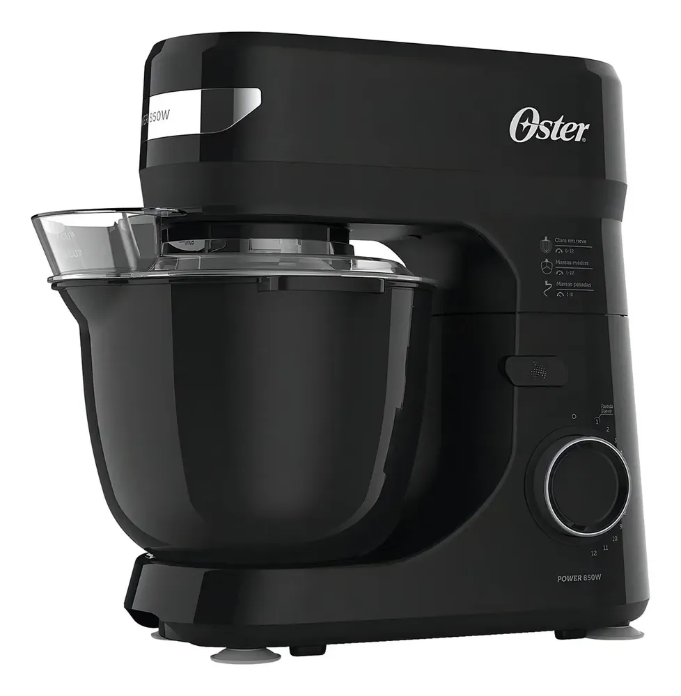 foto de Batedeira Planetária Black 12 Velocidade Obat640 Oster 850w Cor Preto/Inox