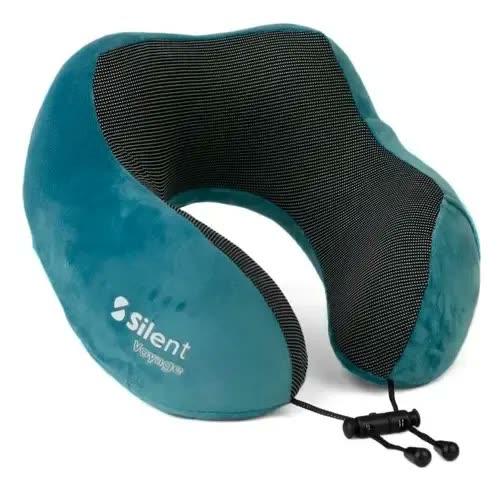 Travesseiro apoio encosto de pescoço para viagem ergonômico cor azul claro Silent
