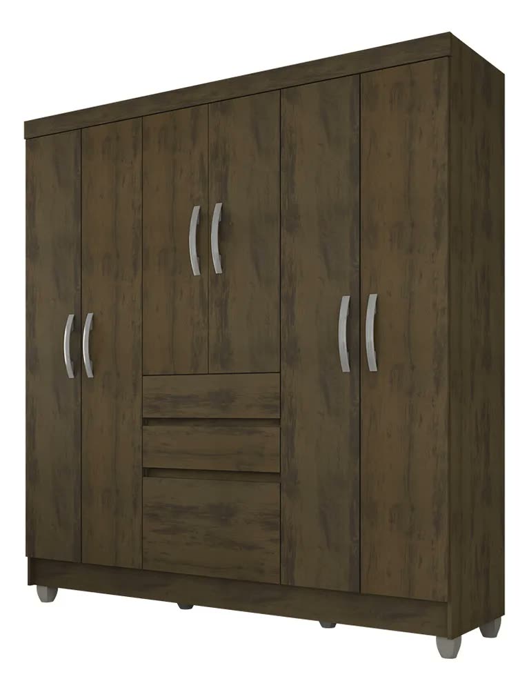 Guarda Roupa Lia 6 Portas Capuccino Móveis Arapongas