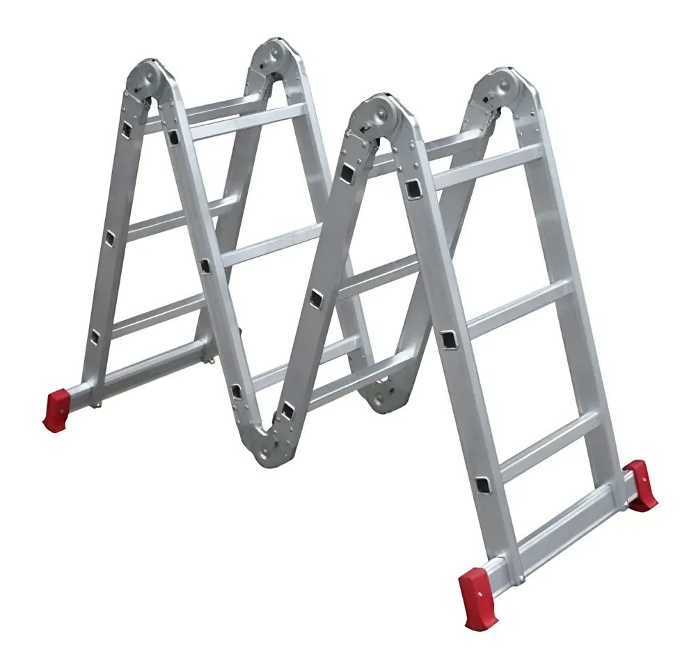 Escada Multifuncional Alumínio Extensível 4x3 Botafogo ESC0292 3.35m 12 Degraus Cor Prateado