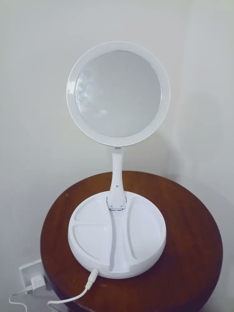 foto de WY Espelho Led Maquiagem Usb Aumenta 10x Usb Cor da moldura Branco