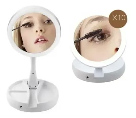 foto de WY Espelho Led Maquiagem Usb Aumenta 10x Usb Cor da moldura Branco