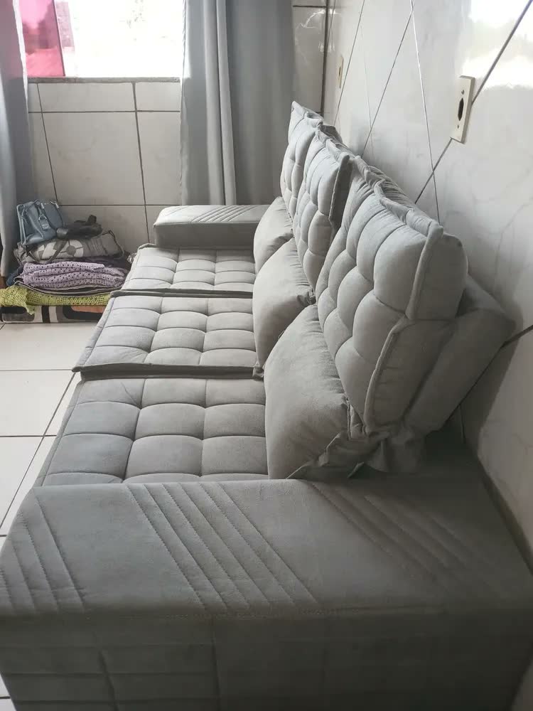 foto de Sofá 3 Lugares Retrátil e Reclinável Cama inBox Senses 2,00m Velusoft Preto