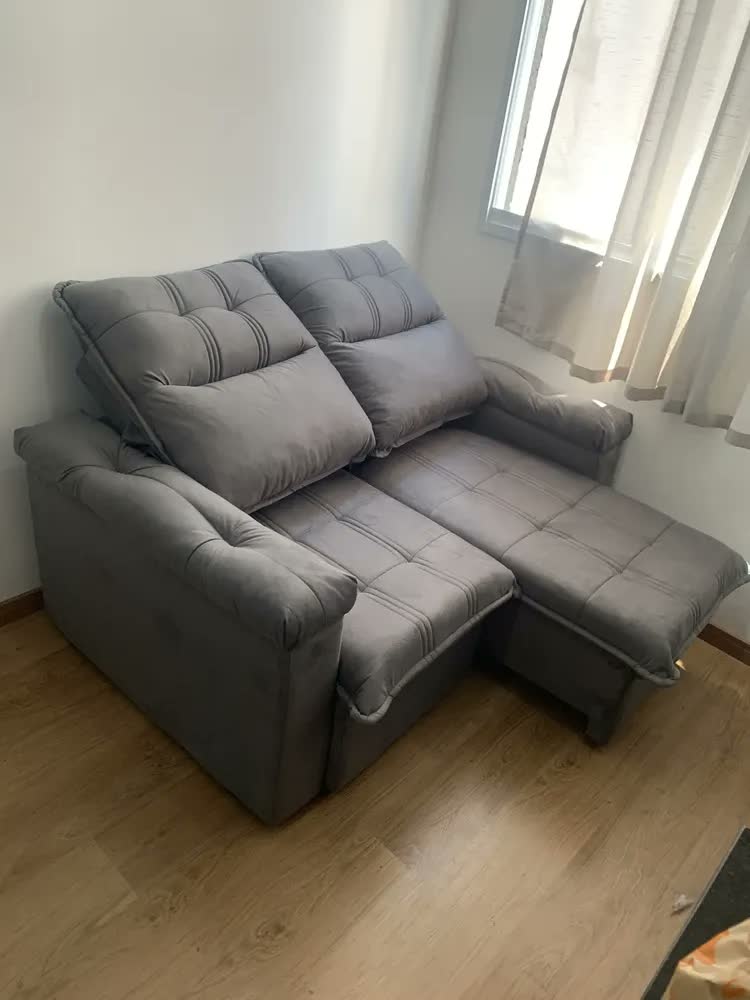 foto de Sofá Retrátil/reclinável King House Verona 1,50m Velut Cinza C/ Molas