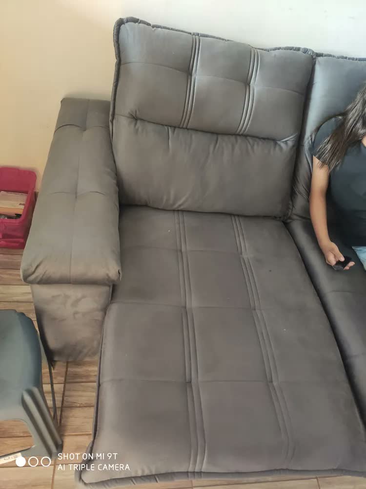 foto de Sofá Retrátil/reclinável King House Verona 1,50m Velut Cinza C/ Molas