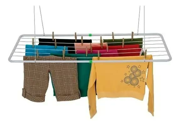 Varal De Teto Branco Lavanderia Reforçado 56cm X 90cm Mor
