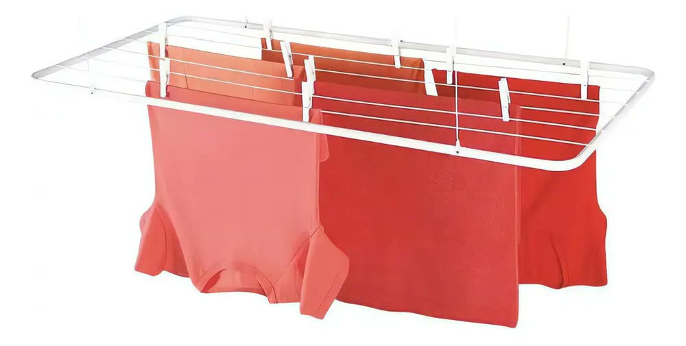 Varal De Teto Mor Em Aço 1,20m Capacidade 17kg Cor Branco