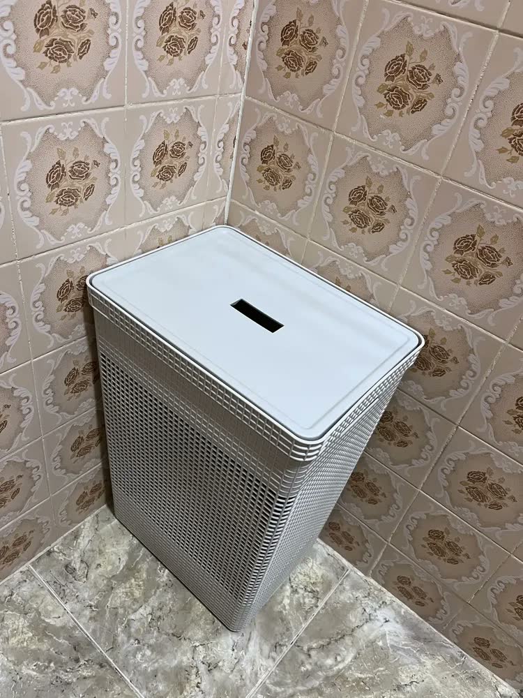 foto de Cesto Roupa Suja Organizador Lavanderia Organiza Brinquedos Cor Cinza-chumbo
