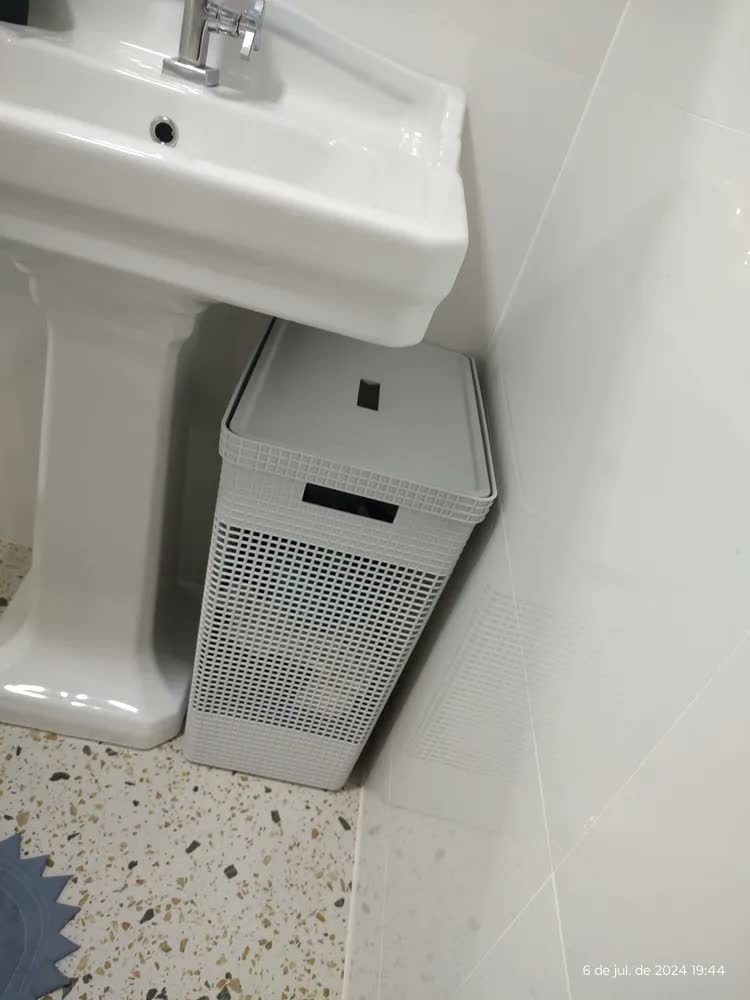 foto de Cesto Roupa Suja Organizador Lavanderia Organiza Brinquedos Cor Cinza-chumbo