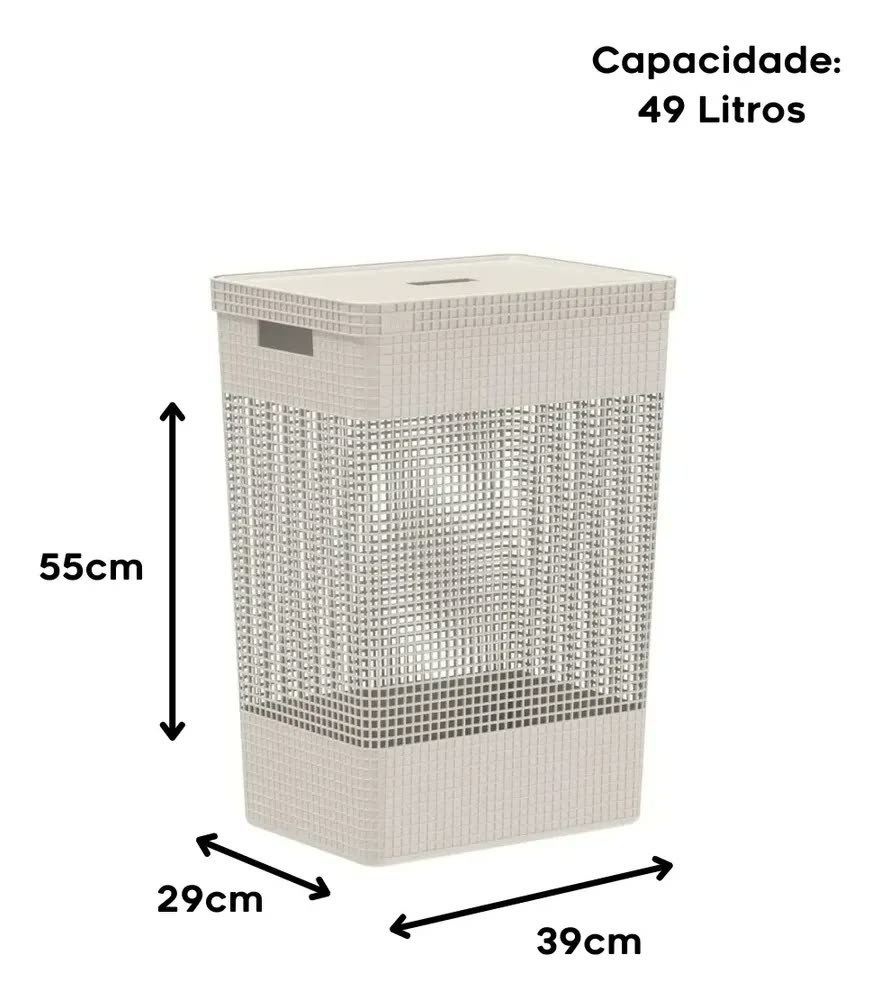 Cesto Roupa Suja Organizador Lavanderia Organiza Brinquedos Cor Cinza-chumbo