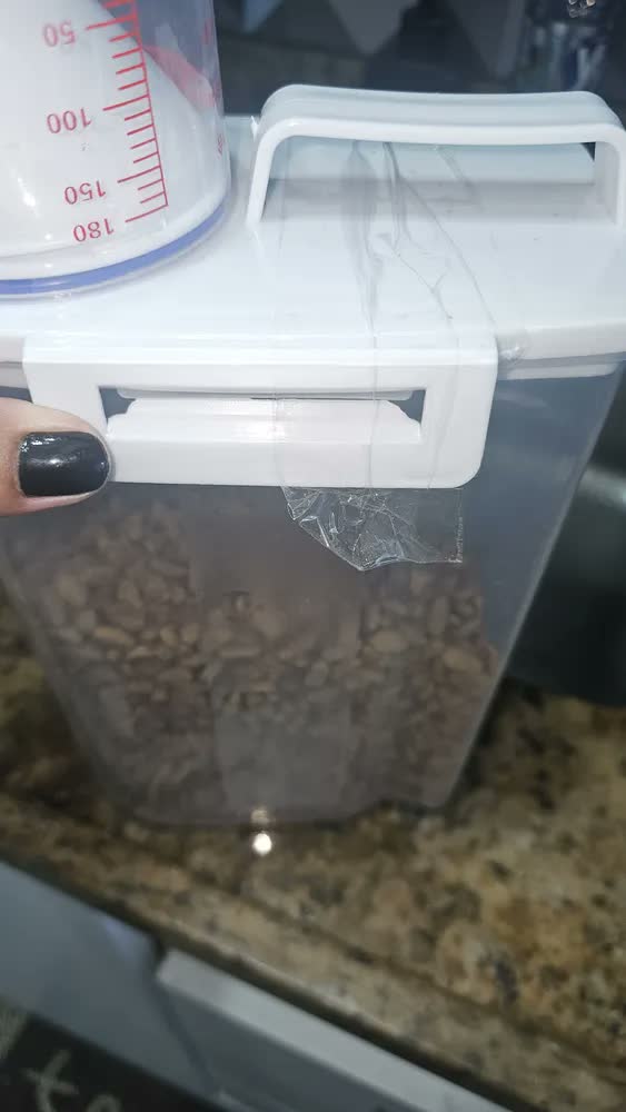 foto de Dispenser De Ração Milho Feijão Arroz Sementes 2 Litros Cor Pote Hermetico Com Copo Medidor Multiuso Yozi Cor Transparente