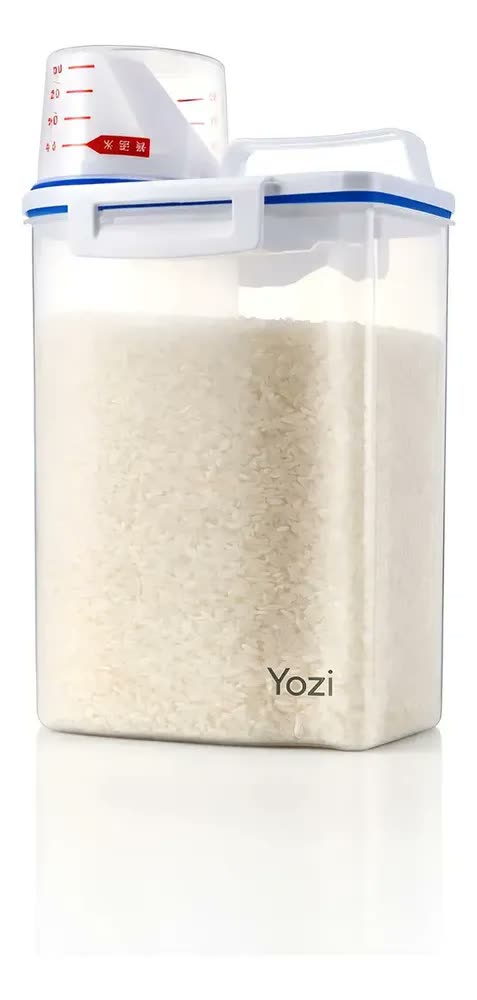 Dispenser De Ração Milho Feijão Arroz Sementes 2 Litros Cor Pote Hermetico Com Copo Medidor Multiuso Yozi Cor Transparente