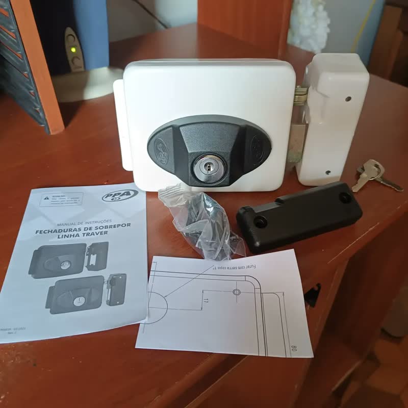 foto de Fechadura Elétrica PPA Traver Uno 90 Reversível 12V Preto Porta Portão