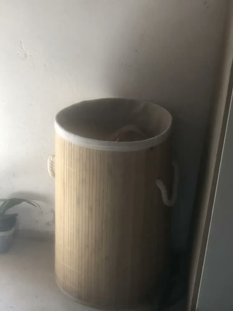 foto de Cesto De Bambu Casa Laura Enxovais Retangular Ecológico Forrado Roupas Sujas Banheiro E Lavanderia