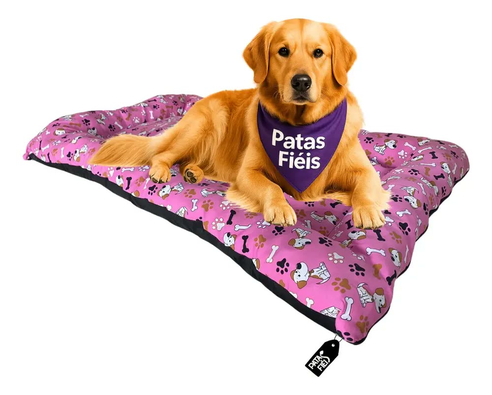 Cama Pet Grande Lavável 120x80 Colchonete Cachorro Patas Fiéis