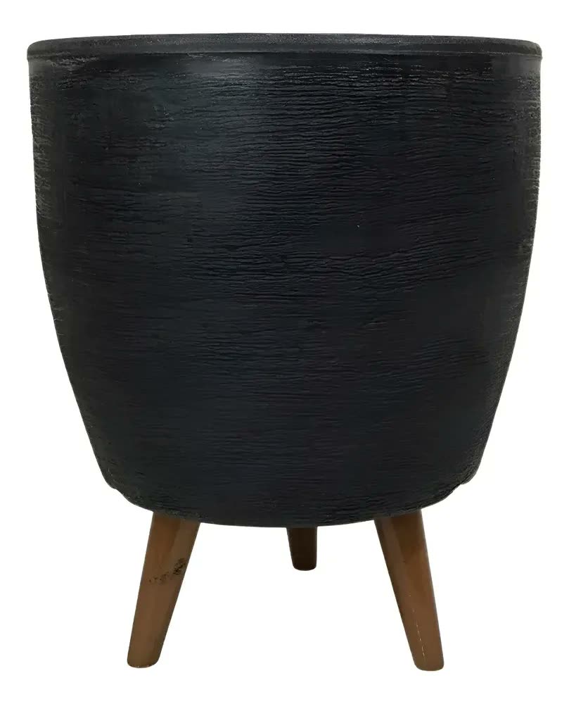 foto de Vaso para plantas de chão com tripé 30 cm Preto