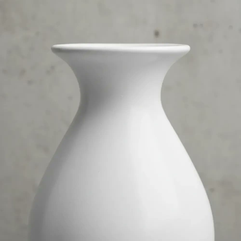 Vaso Decorativo Porcelana Decoração Sala Mesa 13,5cm 2°linha Cor Branco Liso