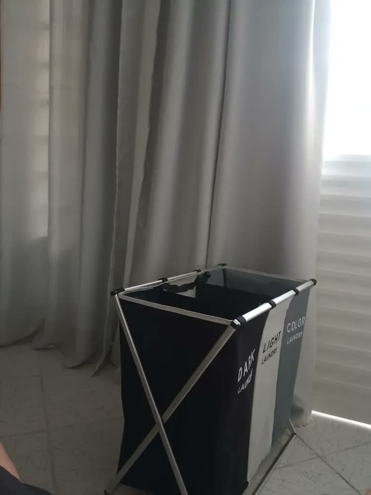 foto de Cesto Roupa Suja Dobrável 3 Compartimentos Meta Parts Alumínio Oxford
