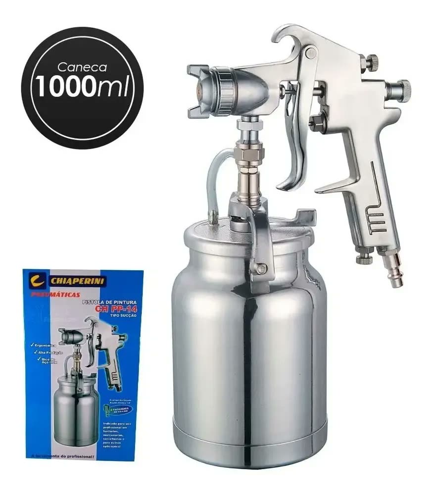 Pistola de Pintura Sucção Chiaperini PP-12 1L Alta Produção 50psi