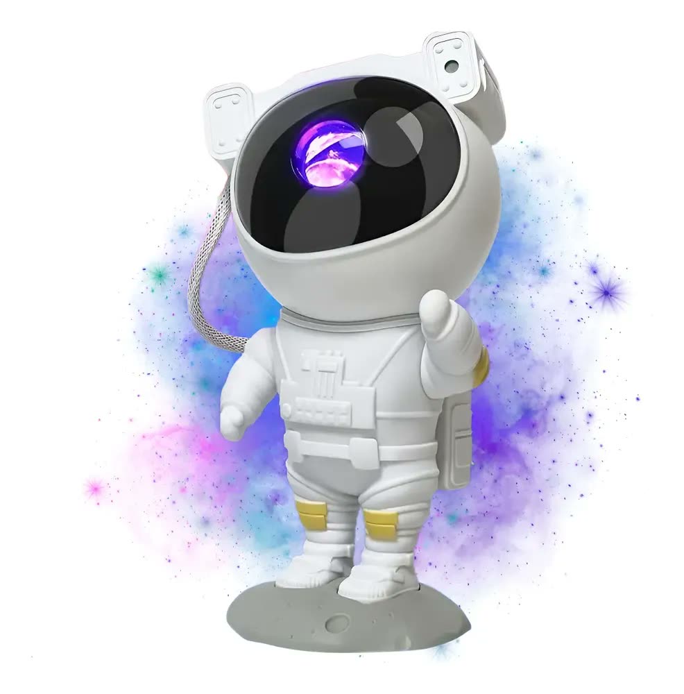 foto de Luminária LED Astronauta Projetor Galáxia Infantil com USB Branco