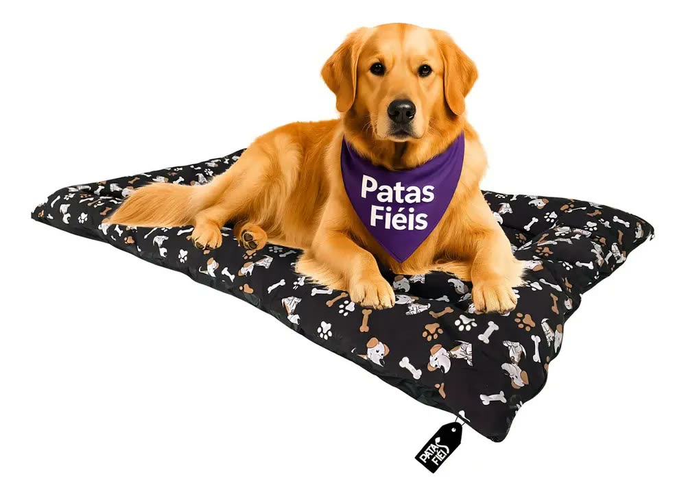 Colchonete Cachorro GG 120x80 Lavável Preto - Patas Fiéis