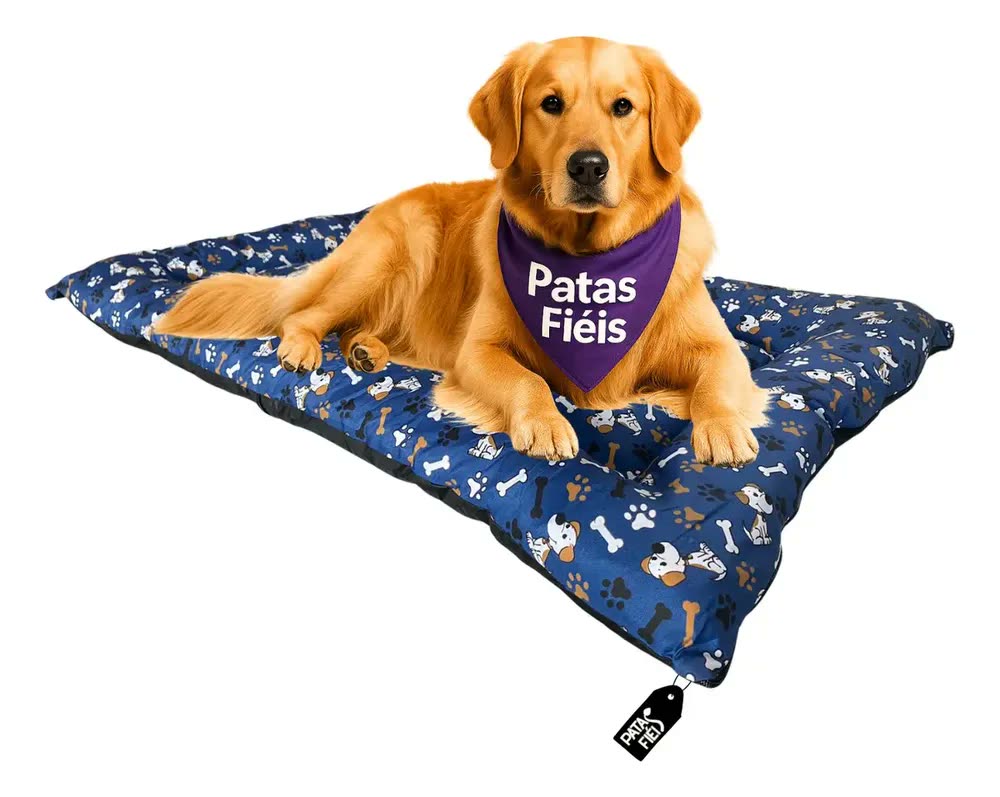 Colchao Cachorro Cama Pet Grande Ex 120x80 Lavável C/ Cor Azul