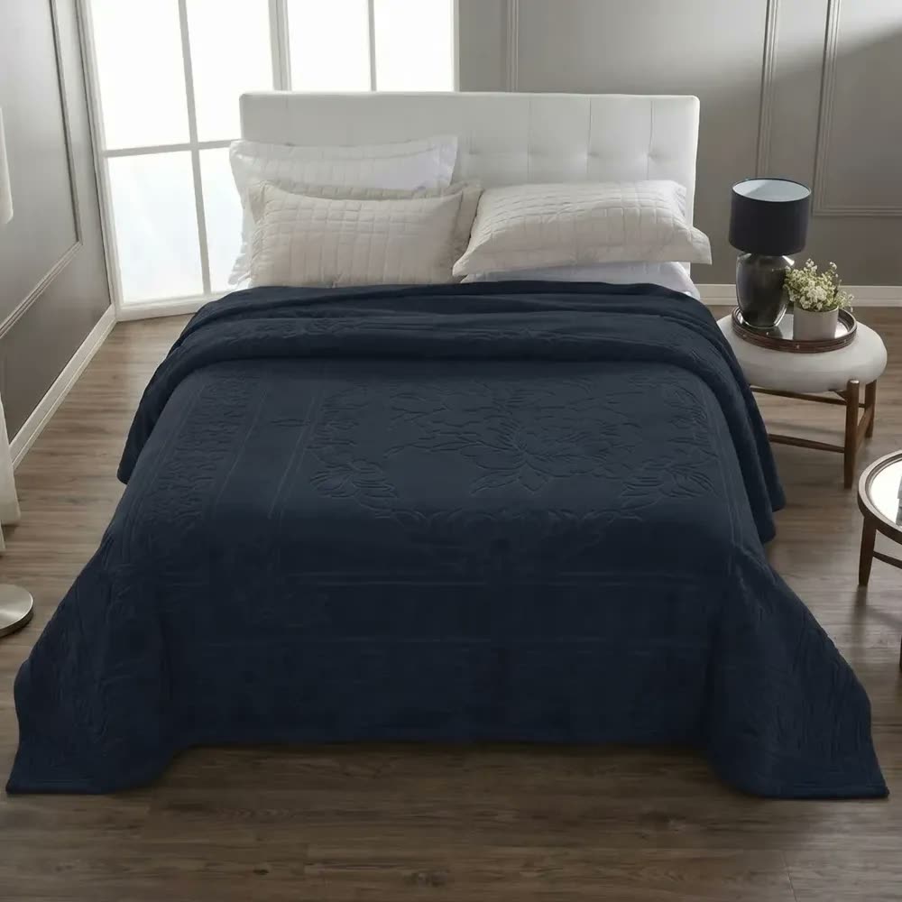 Cobertor Jolitex King Lili Katz 230x250cm Alto Relevo 700g/m Cor Azul Lili Katz