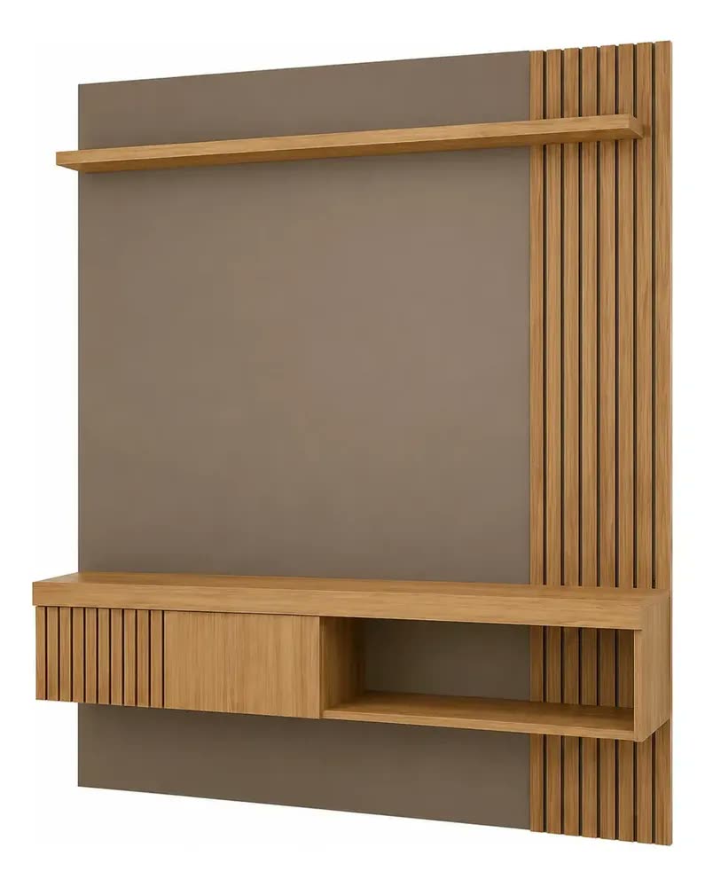 Painel Rack Suspenso Caemmun 1 Porta Ripado TV até 55