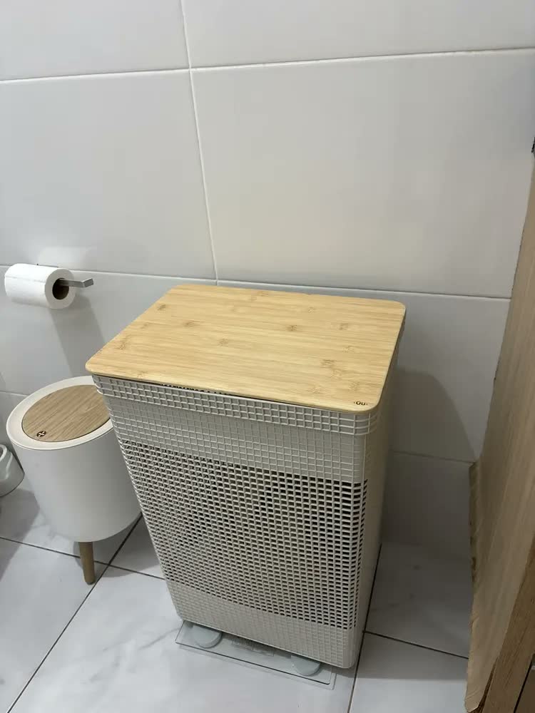 foto de Cesto Roupas Grid 49l Tampa Bambu Cg455bgf - Ou Cor Bege