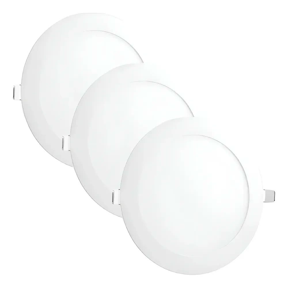 foto de Kit 3 Painel Plafon Led 24w 25w Redondo Embutir 6500k 30x30