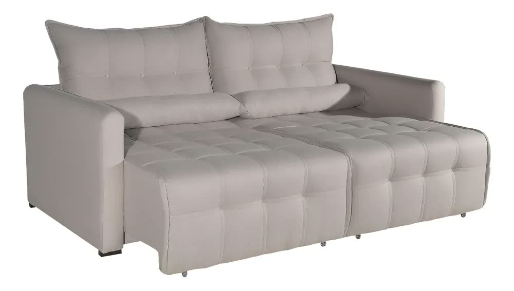 Sofá Cama Retrátil Linho Com Rinheira Bom Pastor Innova Cor Linho bege