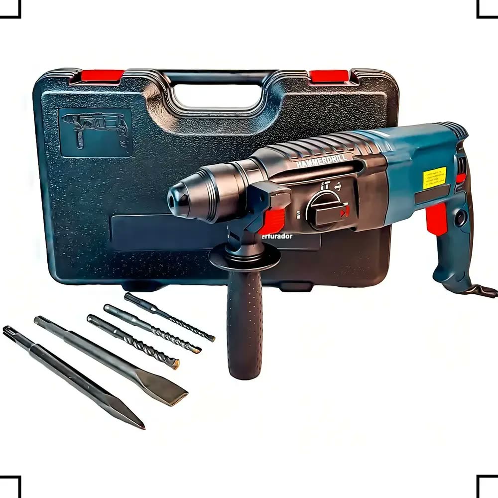 Martelete Rompedor 960w Furadeira Impacto Reversível 26mm Sds Plus Com Maleta E Acessorios