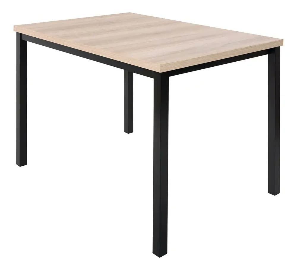 Mesa Cozinha Jantar Flex Tubo Preto Fosco Tampo Madeira 1,10M x 0,72M