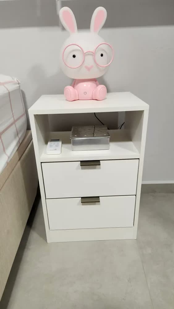 foto de Mesa De Cabeceira 40cm Branca com 1 Nicho e 2 Gavetas Para Lateral de Cama e Escritório