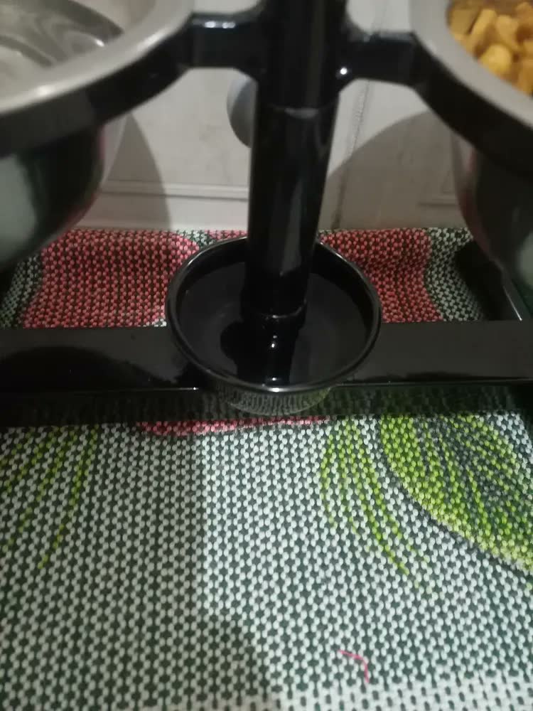 foto de Comedouro Bebedouro NF Pet Antiformiga Inox Duplo 700ml Altura Ajustável Preto
