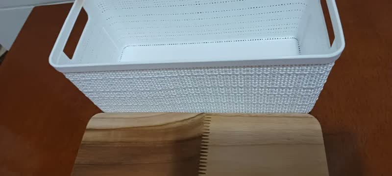 foto de Caixa Organizadora Quarto Cozinha Banheiro Multiuso Grande 7,4L Nitron Tampa Madeira Resistente Decoração Casa