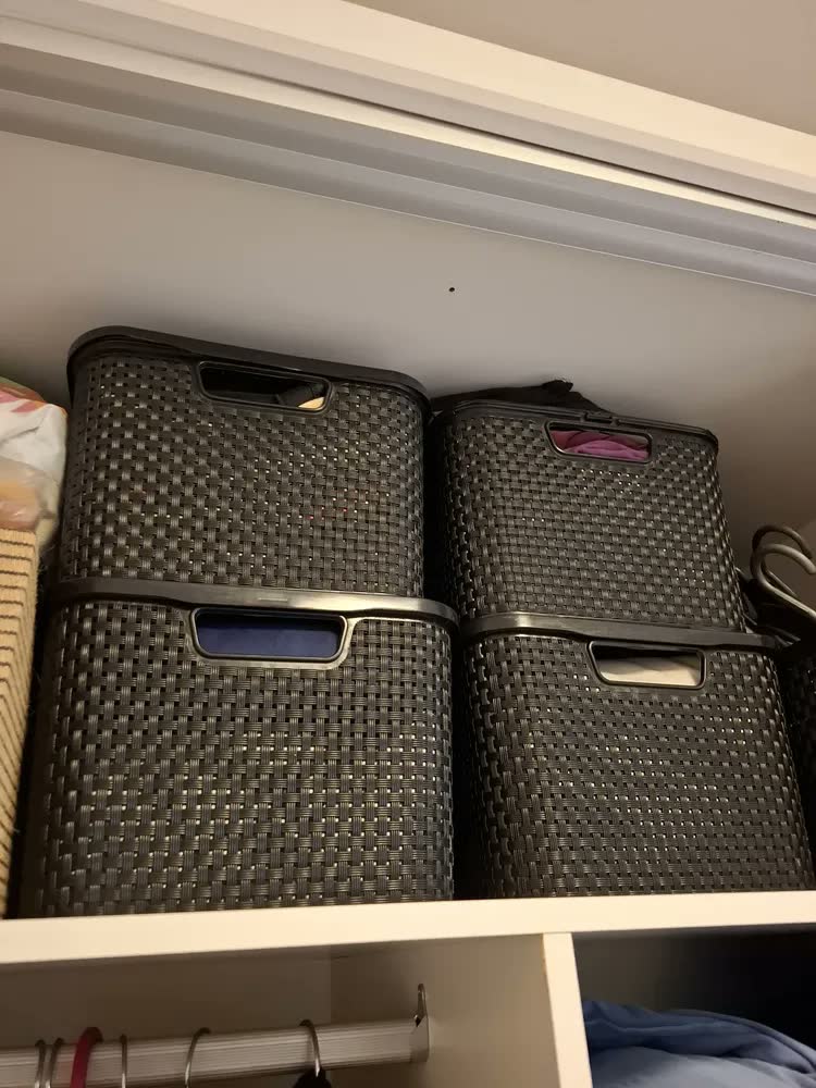 foto de Caixa Organizadora Rattan Preta Com Tampa 20L Arqplast 25598