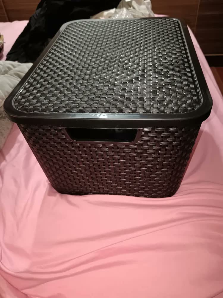 foto de Caixa Organizadora Rattan Preta Com Tampa 20L Arqplast 25598