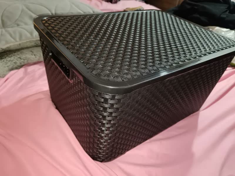 foto de Caixa Organizadora Rattan Preta Com Tampa 20L Arqplast 25598