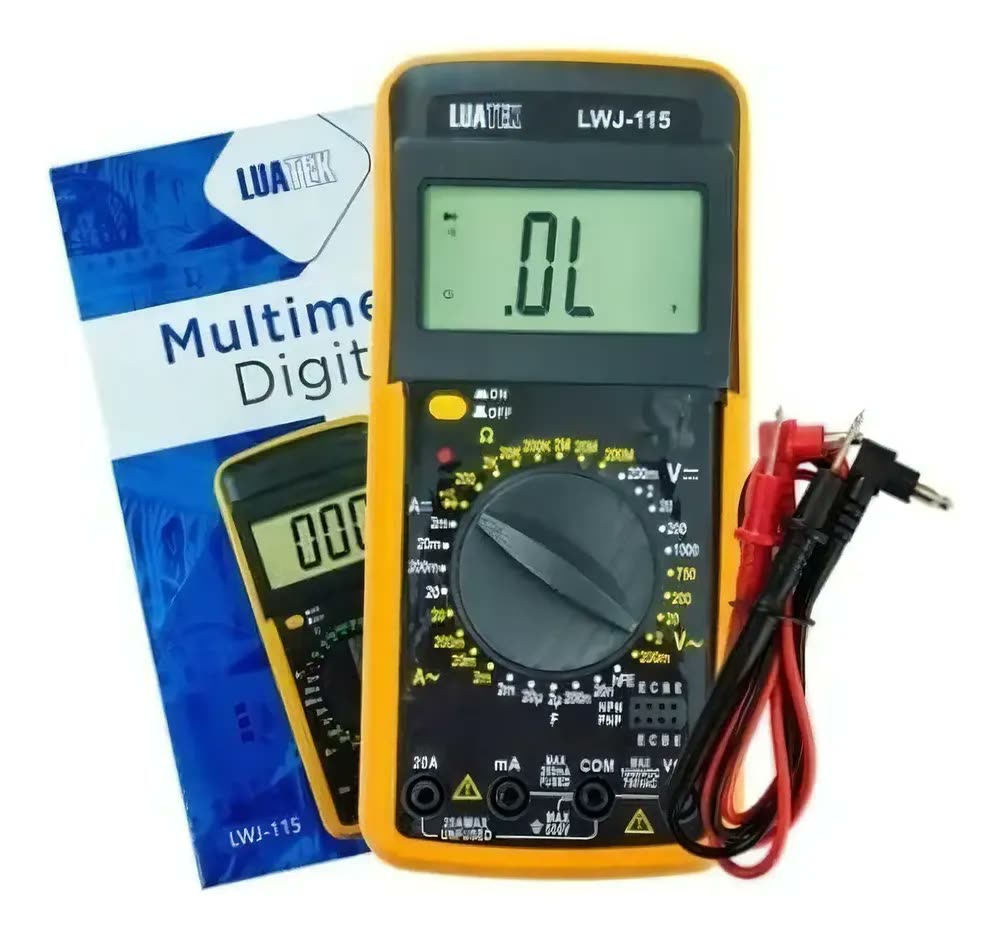 Multímetro Digital Automotivo LWJ-115 Capacímetro Bateria 9V Display LCD