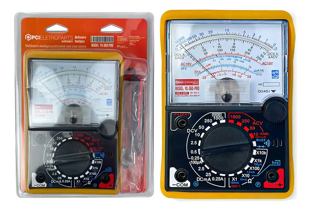Multímetro Analógico Pci Eletro Parts YX-360-PRO Bipe Sonoro 20 Megas 1000V