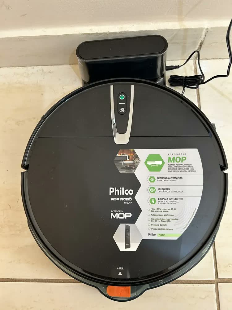 foto de Aspirador de pó robô PAS26P mop antiqueda Philco cor preto